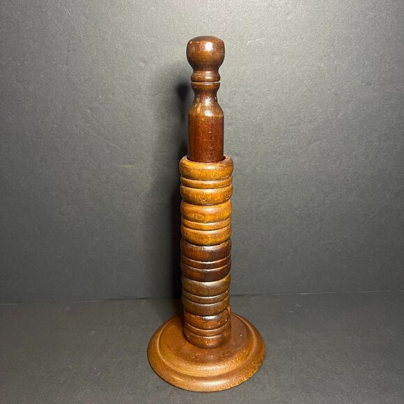 Vintage Retro Price Import Set of 5 Wooden Napkin Holder Rings & Stand 9.75" - Picture 6 of 8
